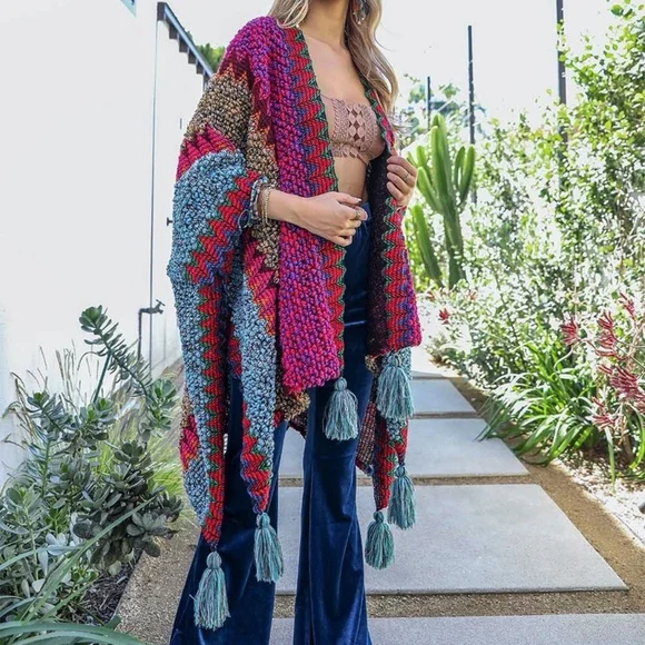 Fushia Multi Ruana - Picture 2 of 2